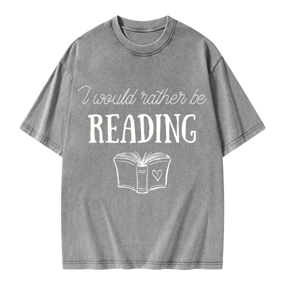 Pagewings I Would Rather Be Reading Unisex Washed T-shirt