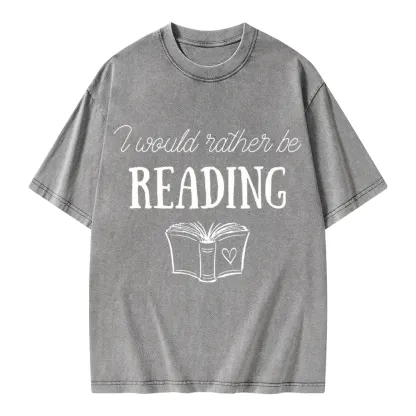 Pagewings I Would Rather Be Reading Unisex Washed T-shirt