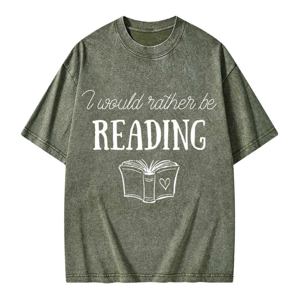 Pagewings I Would Rather Be Reading Unisex Washed T-shirt