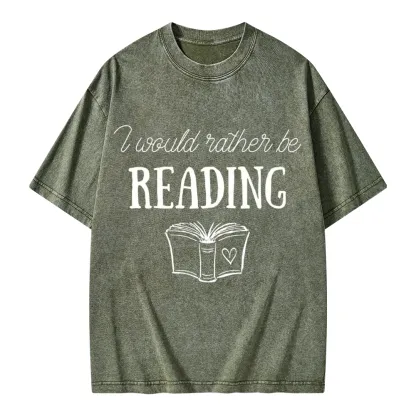 Pagewings I Would Rather Be Reading Unisex Washed T-shirt