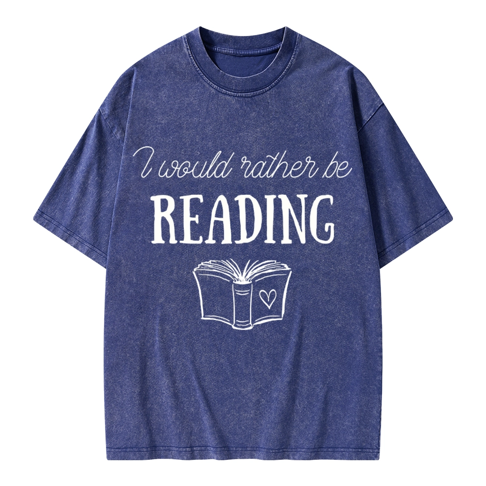 Pagewings I Would Rather Be Reading Unisex Washed T-shirt