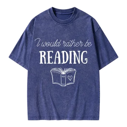 Pagewings I Would Rather Be Reading Unisex Washed T-shirt