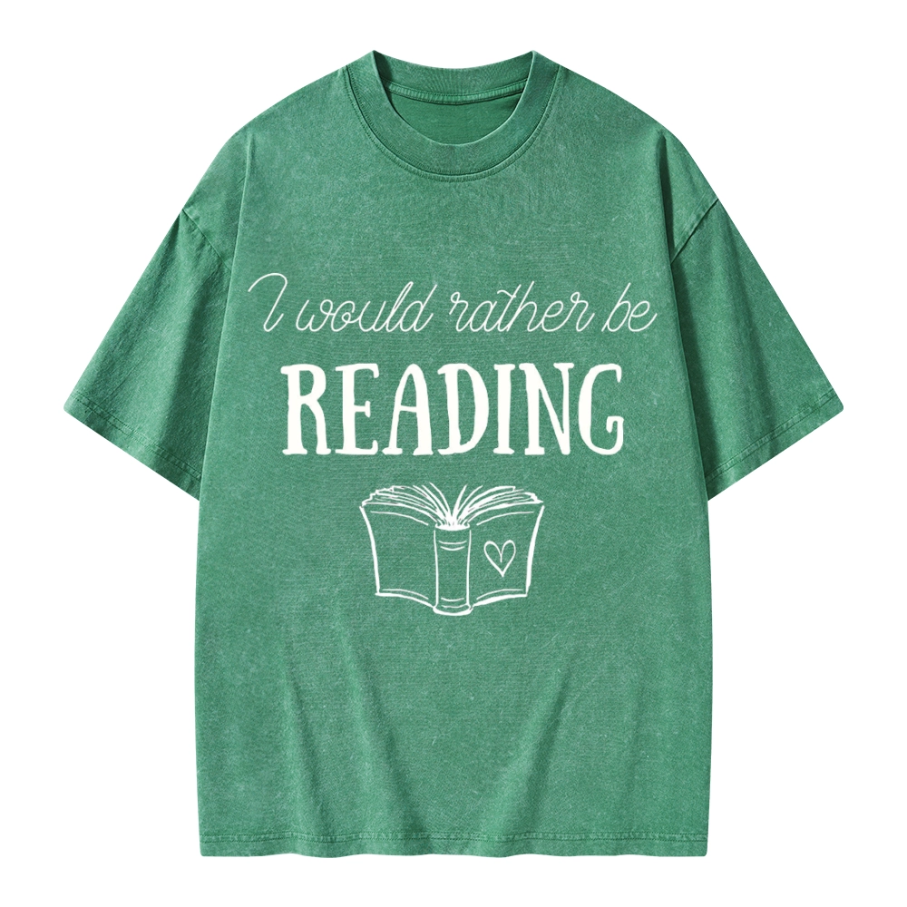 Pagewings I Would Rather Be Reading Unisex Washed T-shirt