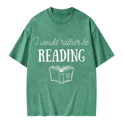 Pagewings I Would Rather Be Reading Unisex Washed T-shirt