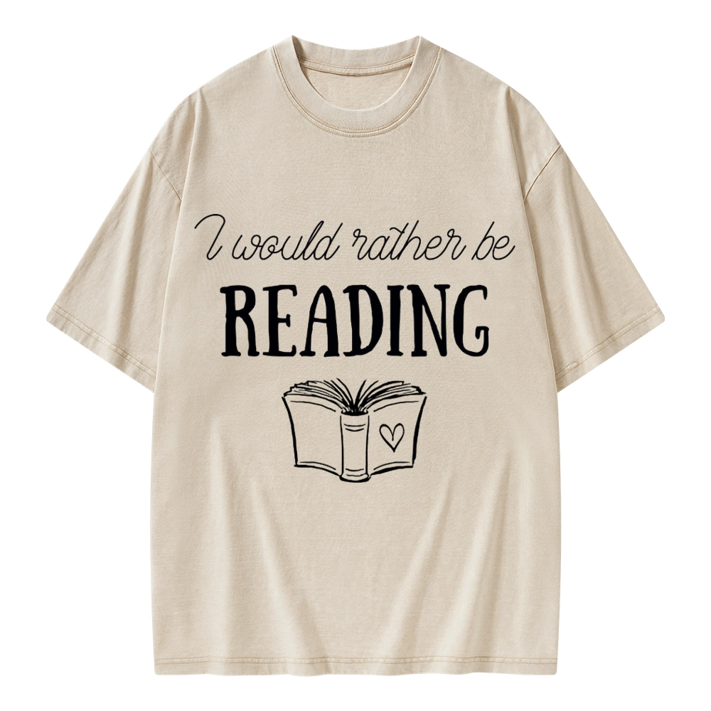Pagewings I Would Rather Be Reading Unisex Washed T-shirt