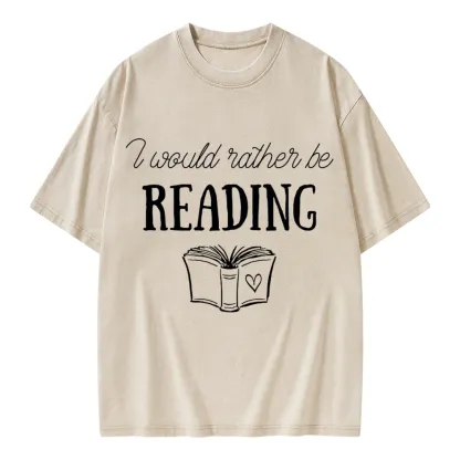 Pagewings I Would Rather Be Reading Unisex Washed T-shirt
