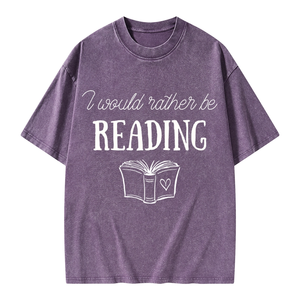 Pagewings I Would Rather Be Reading Unisex Washed T-shirt