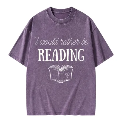 Pagewings I Would Rather Be Reading Unisex Washed T-shirt