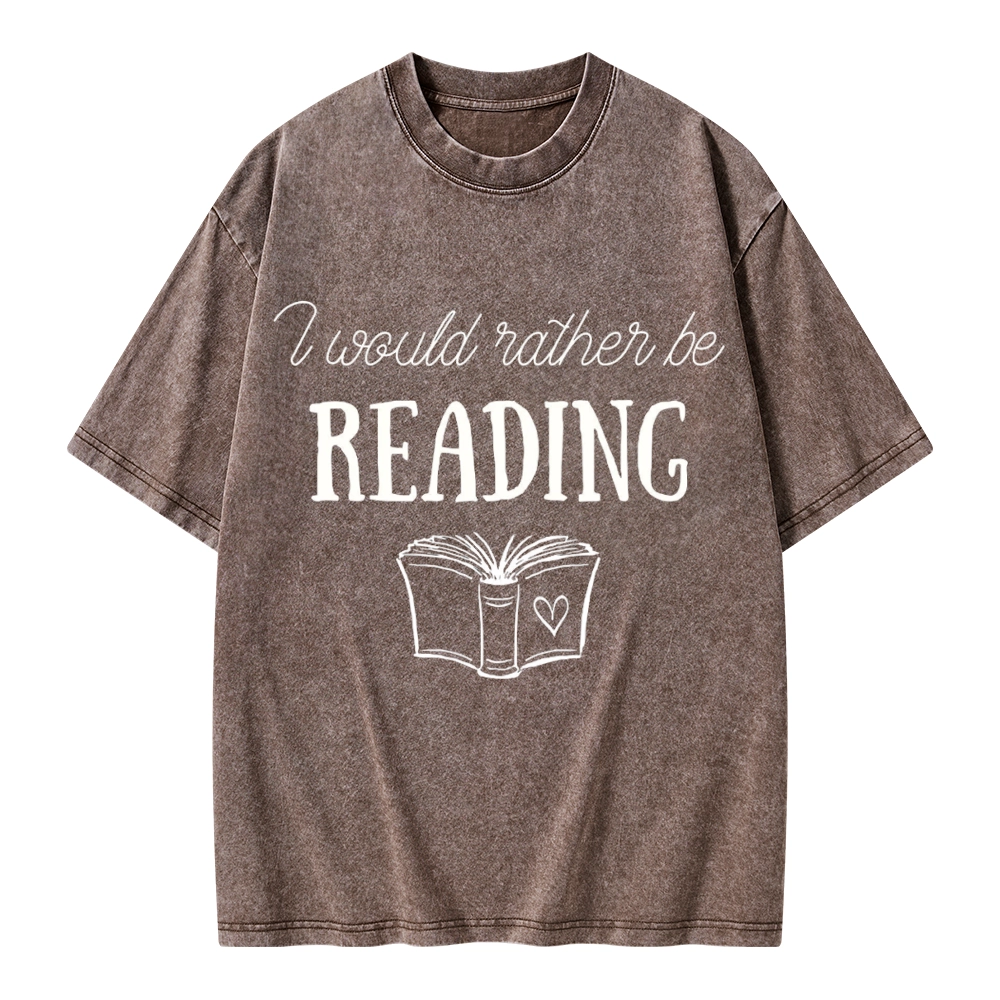 Pagewings I Would Rather Be Reading Unisex Washed T-shirt