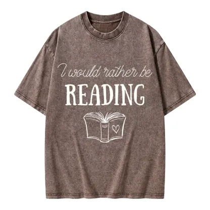 Pagewings I Would Rather Be Reading Unisex Washed T-shirt