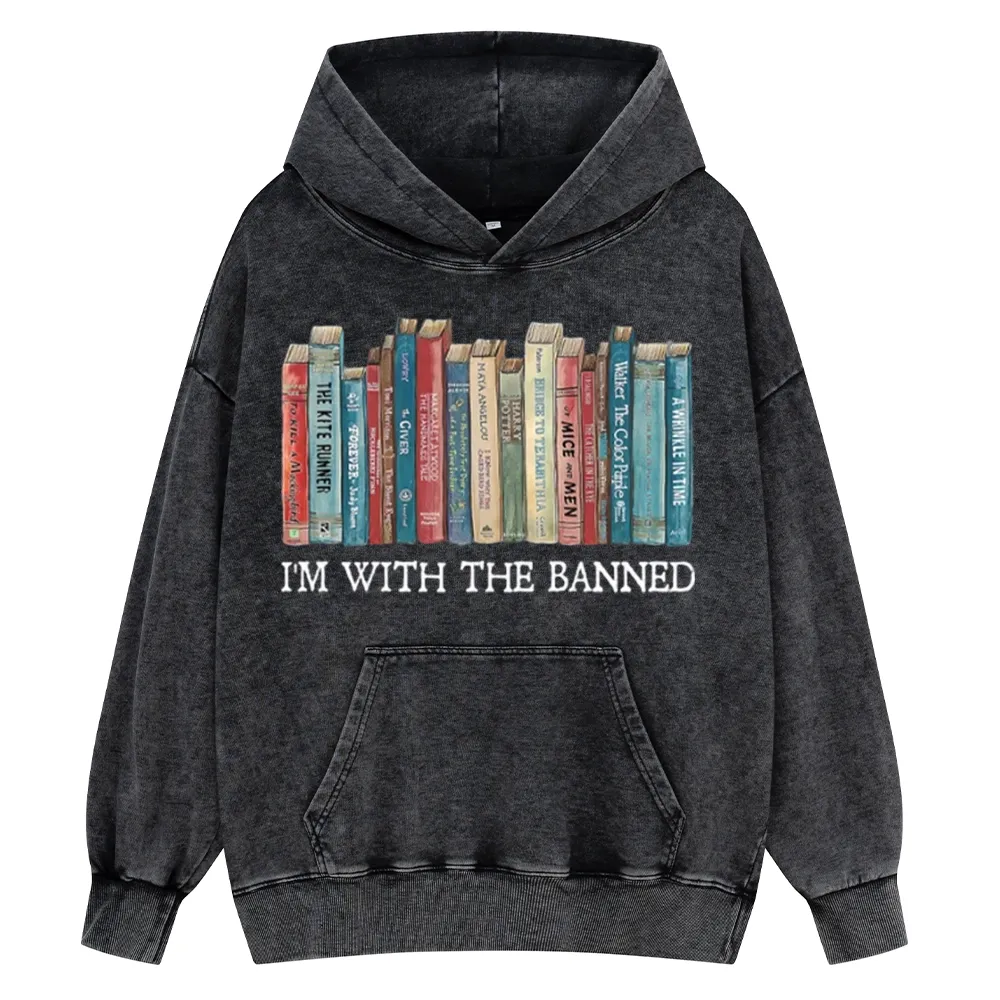Pagewings I'm With The Banned Unisex Washed Hoodie