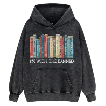 Pagewings I'm With The Banned Unisex Washed Hoodie