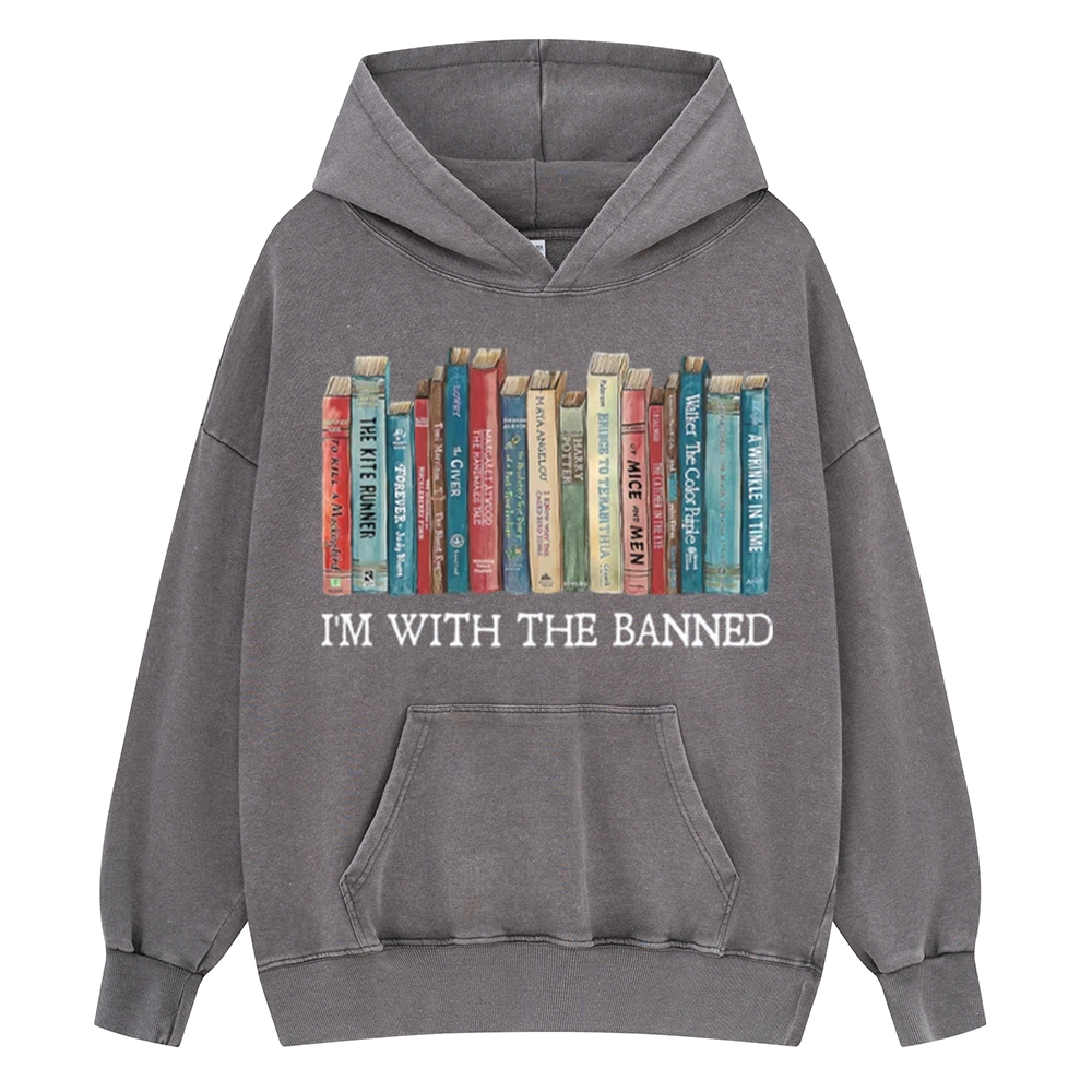 Pagewings I'm With The Banned Unisex Washed Hoodie
