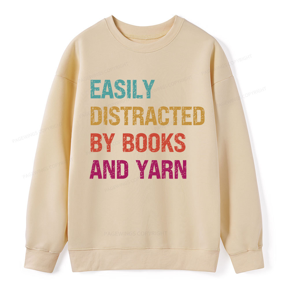 Pagewing Easily Distracted By Books And Yarn Unisex Classic Sweatshirt