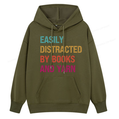 Pagewing Easily Distracted By Books And Yarn  Unisex Classic Hoodie