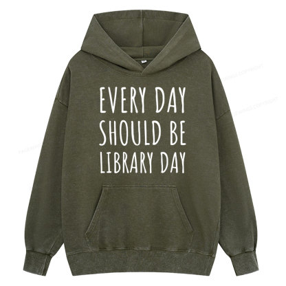 Pagewings Library Day Media Specialist  Unisex Washed Hoodie