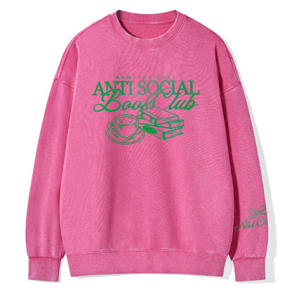 Pagewings Anti Social Book Club Unisex Washed Sweatshirt