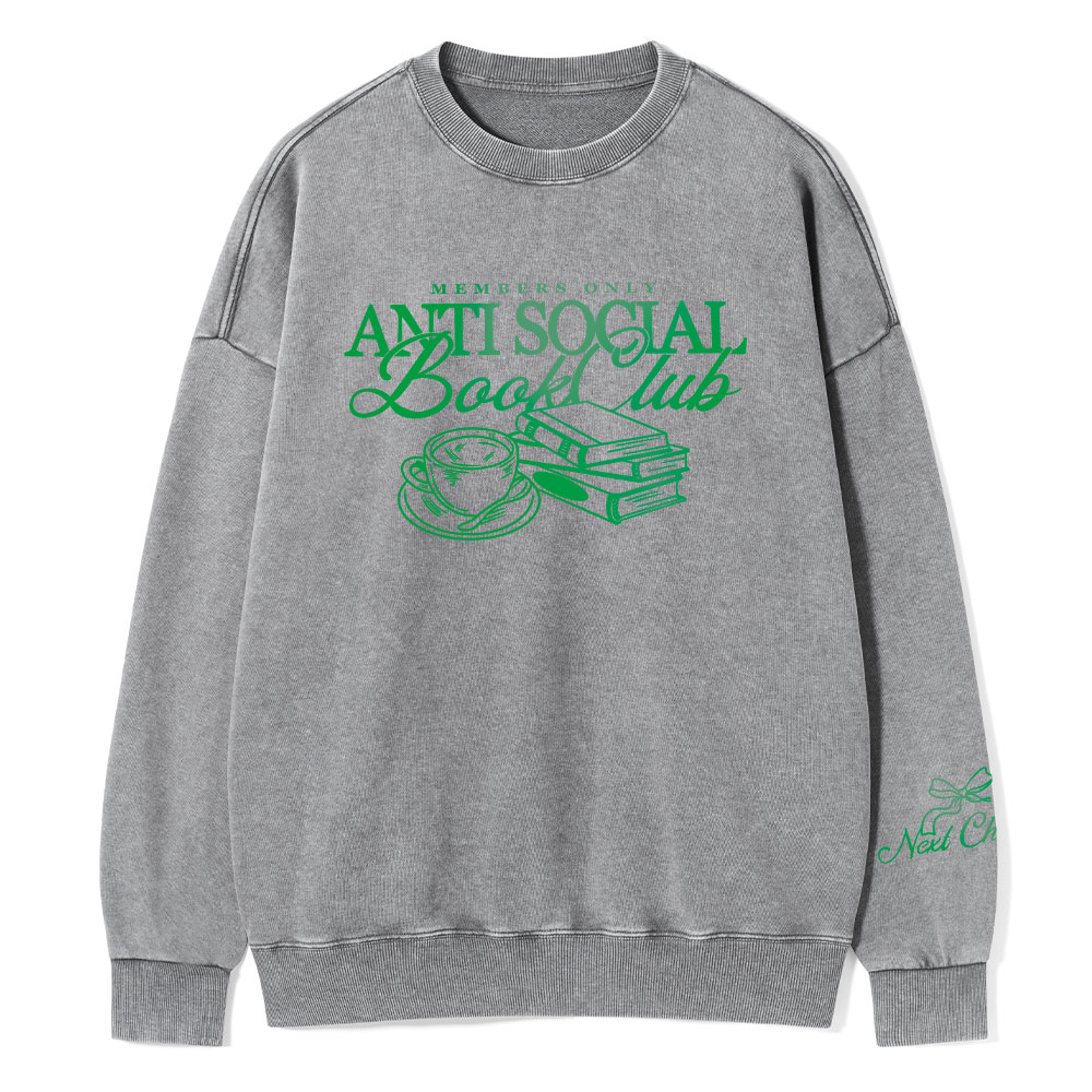 Pagewings Anti Social Book Club Unisex Washed Sweatshirt