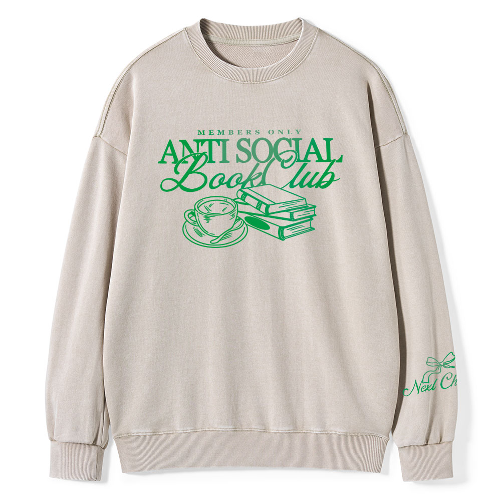 Pagewings Anti Social Book Club Unisex Washed Sweatshirt