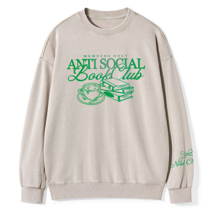 Pagewings Anti Social Book Club Unisex Washed Sweatshirt