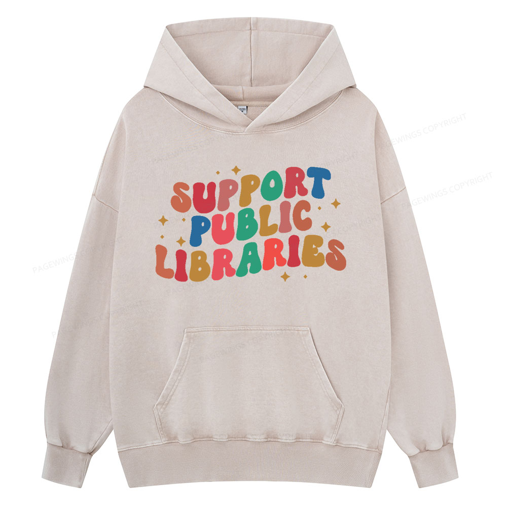 Pagewings Public Library Unisex Washed Hoodie