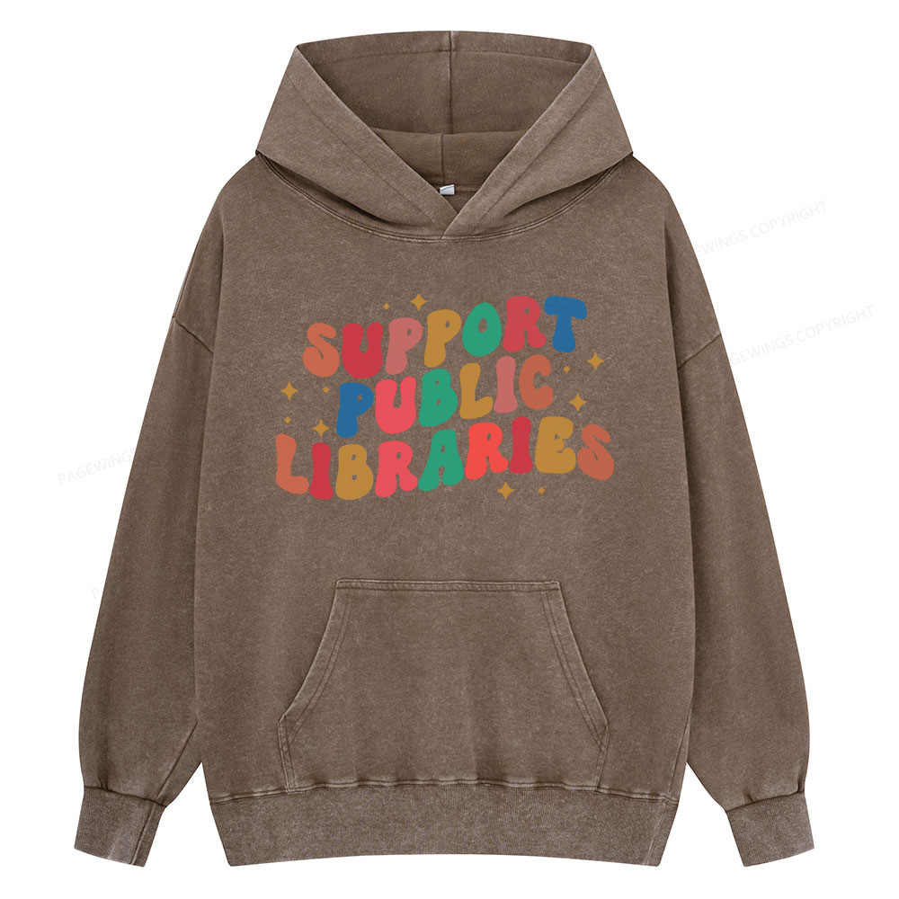 Pagewings Public Library Unisex Washed Hoodie