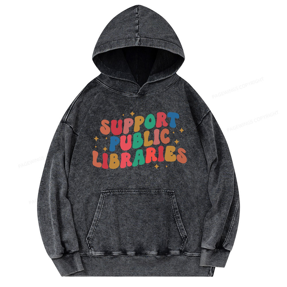 Pagewings Public Library Unisex Washed Hoodie