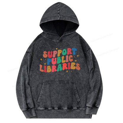 Pagewings Public Library Unisex Washed Hoodie