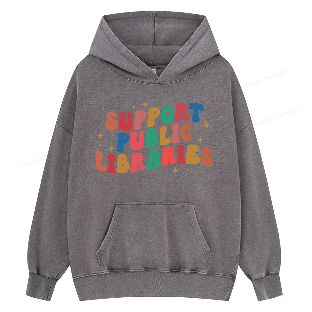 Pagewings Public Library Unisex Washed Hoodie