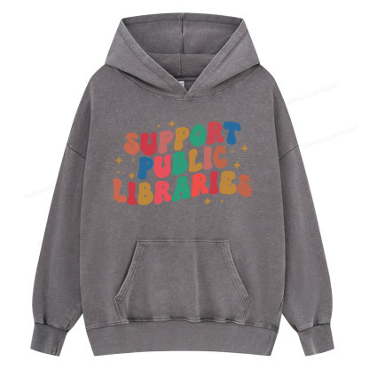 Pagewings Public Library Unisex Washed Hoodie