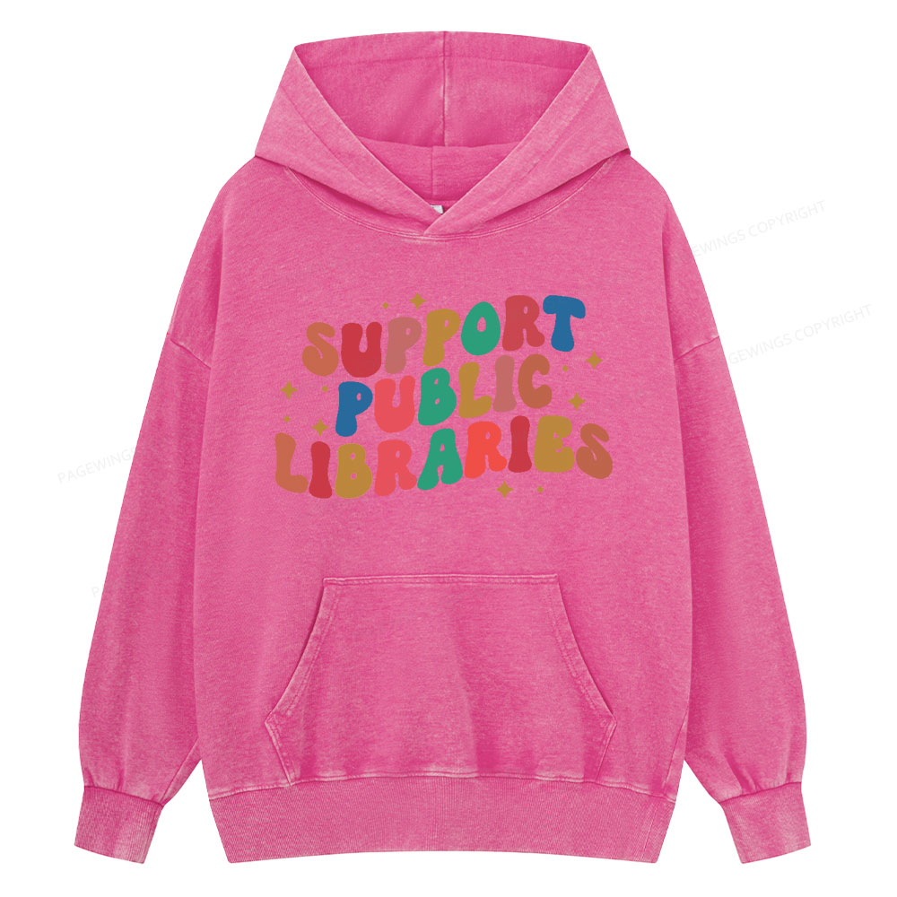Pagewings Public Library Unisex Washed Hoodie