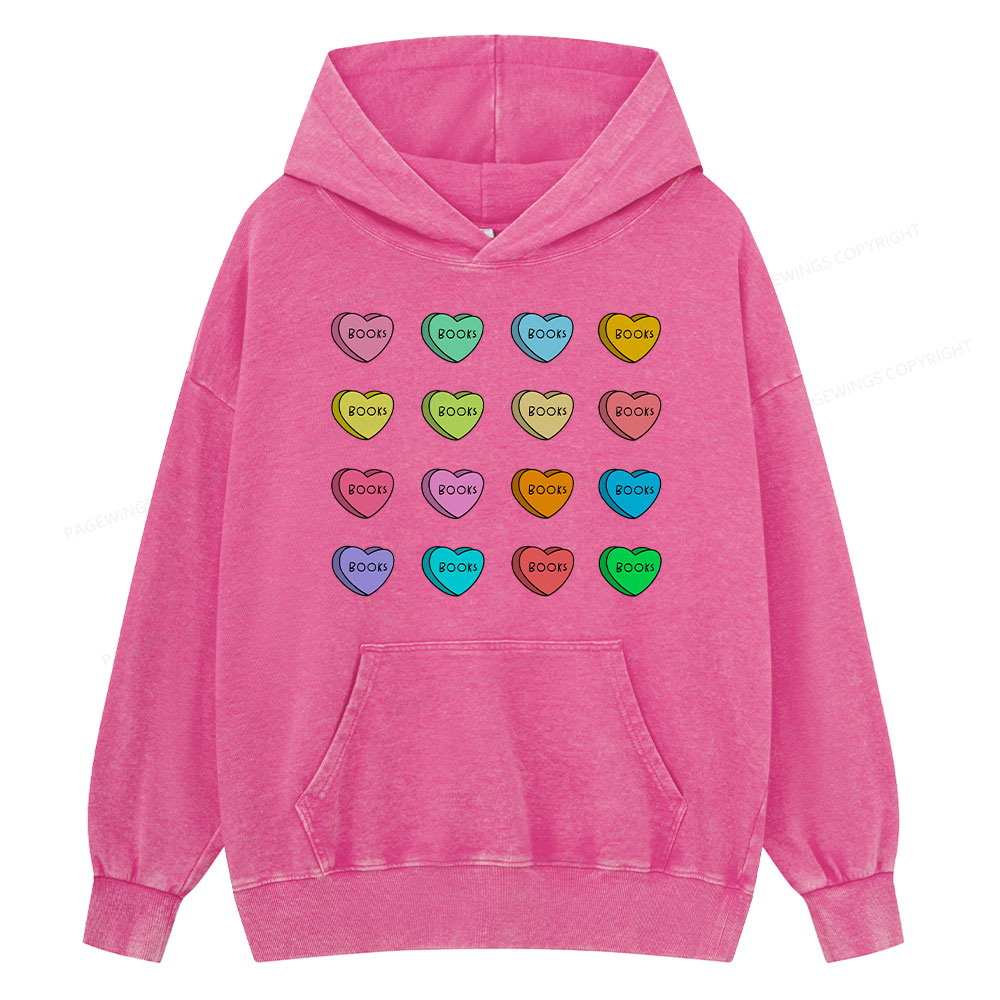 Pagewings Valentine's Day Librarian  Unisex Washed Hoodie