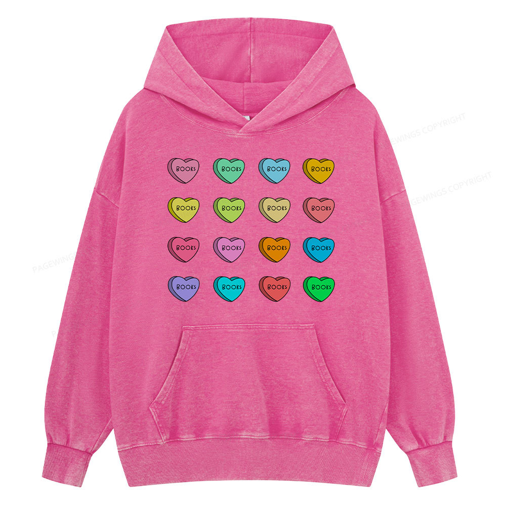 Pagewings Valentine's Day Librarian  Unisex Washed Hoodie