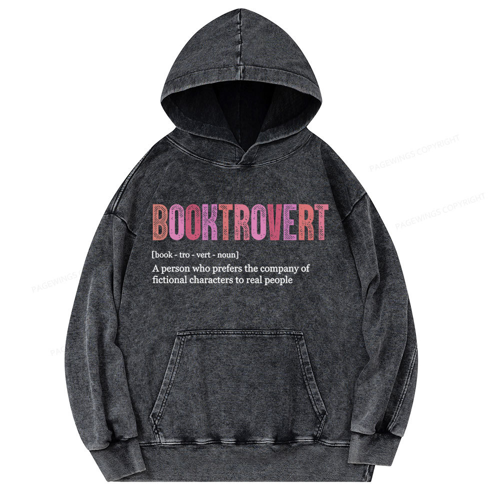 Pagewing Funny Book Lover Unisex Washed Hoodie