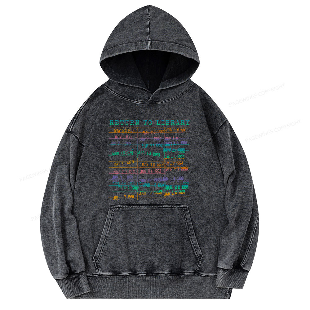 Pagewing Vintage Library Rainbow Unisex Washed Hoodie
