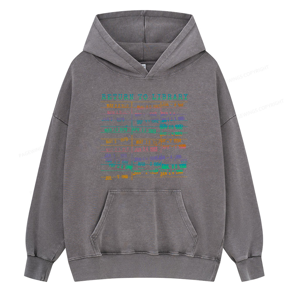 Pagewing Vintage Library Rainbow Unisex Washed Hoodie