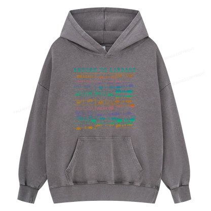 Pagewing Vintage Library Rainbow Unisex Washed Hoodie