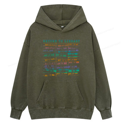 Pagewing Vintage Library Rainbow Unisex Washed Hoodie