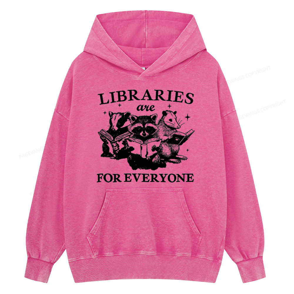 Pagewings Libraries Are For Everyone Unisex Washed Hoodie
