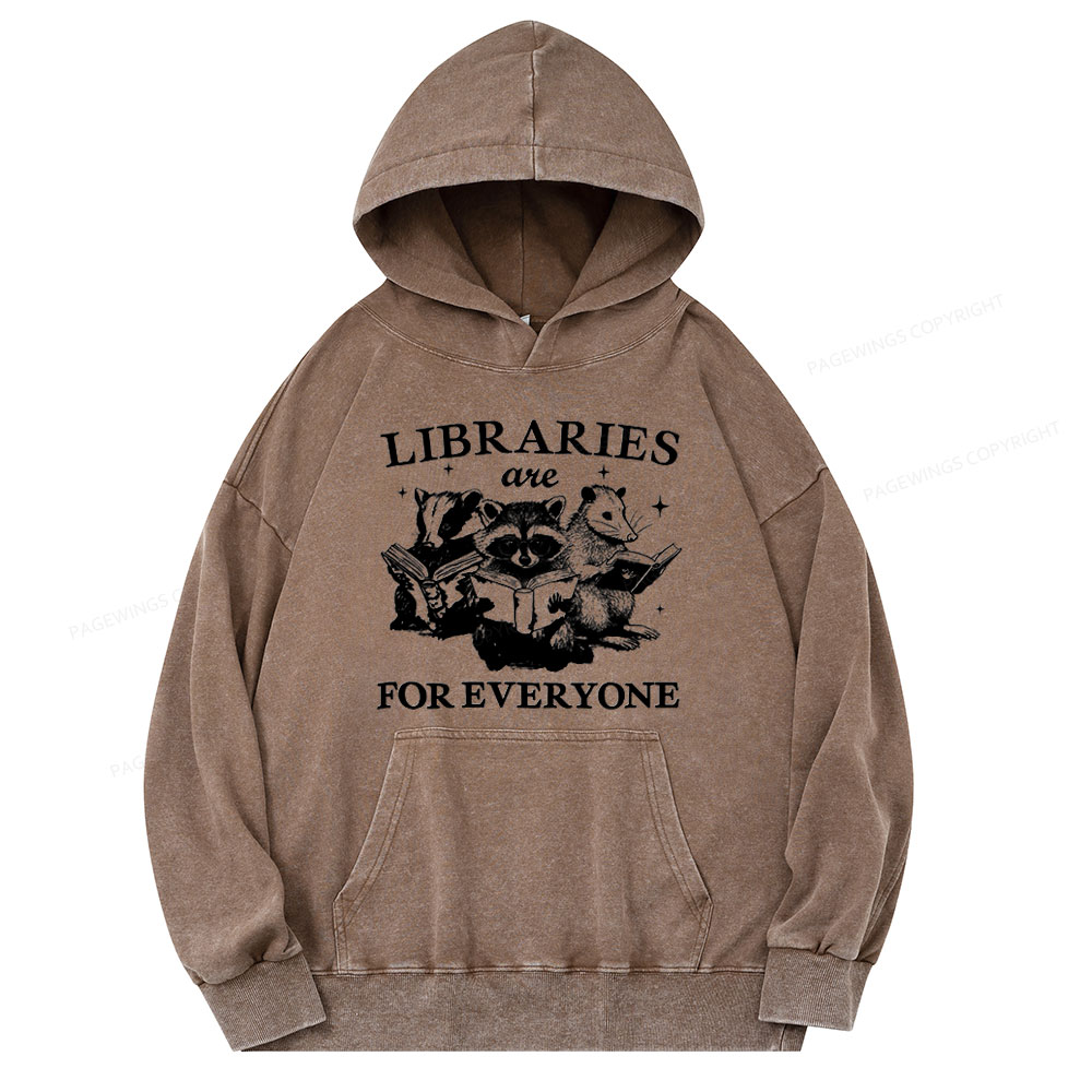 Pagewings Libraries Are For Everyone Unisex Washed Hoodie