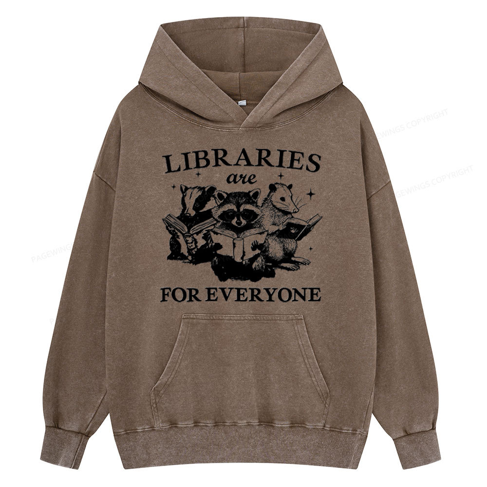 Pagewings Libraries Are For Everyone Unisex Washed Hoodie