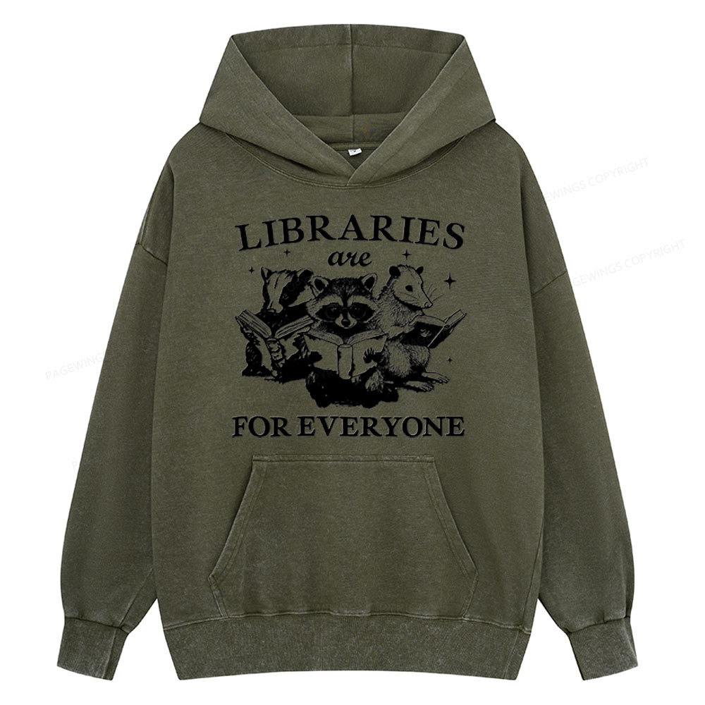 Pagewings Libraries Are For Everyone Unisex Washed Hoodie