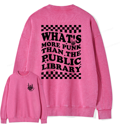 Pagewings punk the public library Unisex Washed Sweatshirt