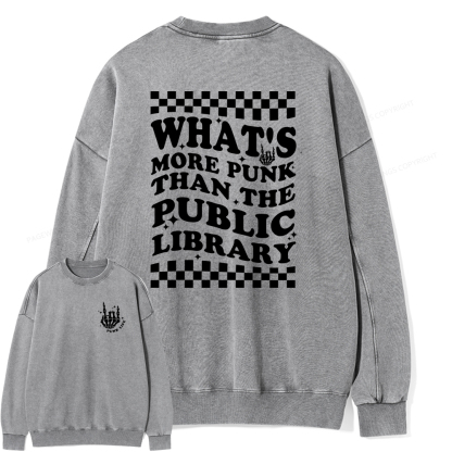 Pagewings punk the public library Unisex Washed Sweatshirt