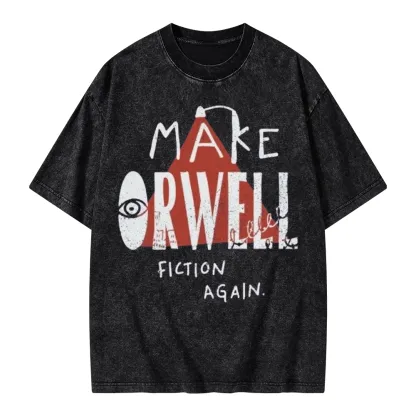 Pagewings Make Orwell Fiction Again Unisex Washed T-shirt