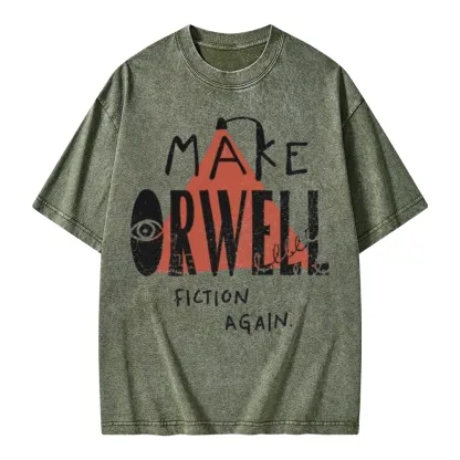 Pagewings Make Orwell Fiction Again Unisex Washed T-shirt
