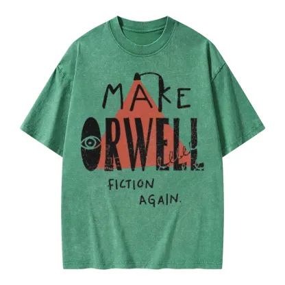 Pagewings Make Orwell Fiction Again Unisex Washed T-shirt
