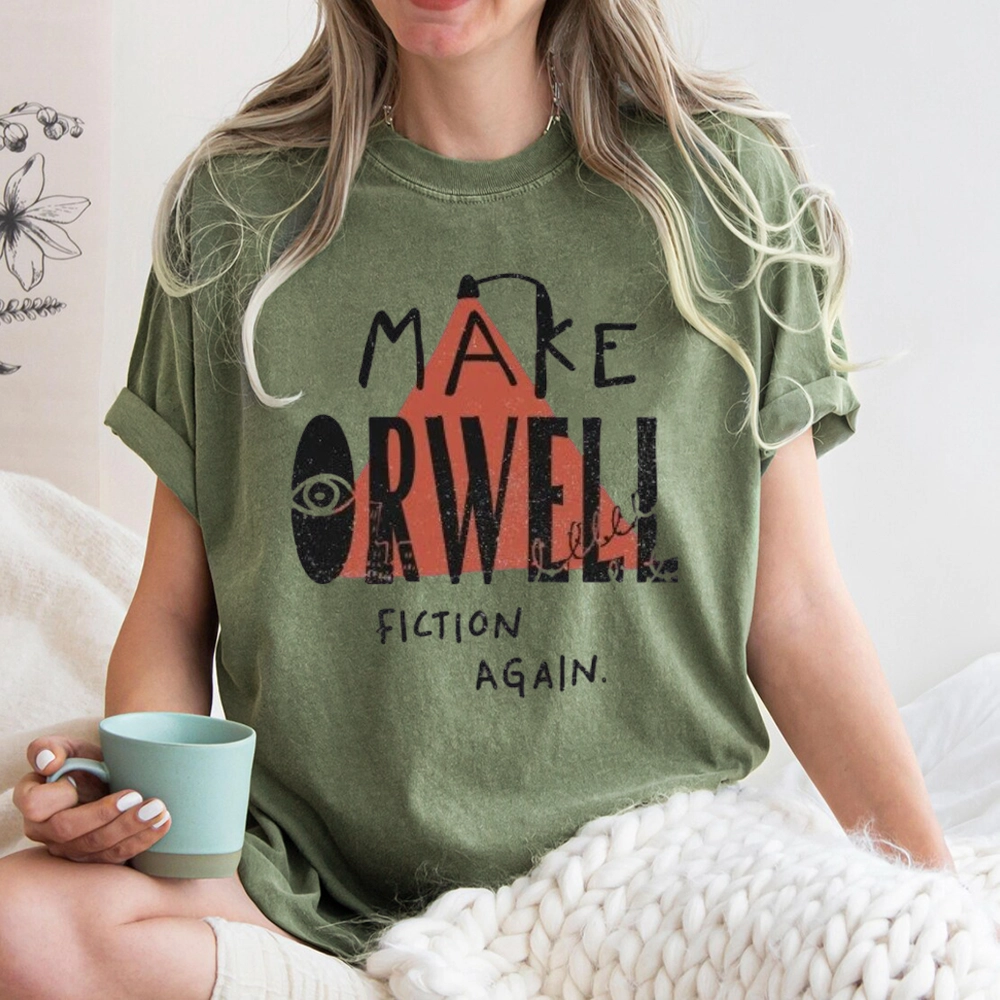 Pagewings Make Orwell Fiction Again Unisex Washed T-shirt