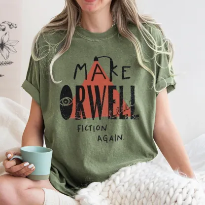 Pagewings Make Orwell Fiction Again Unisex Washed T-shirt