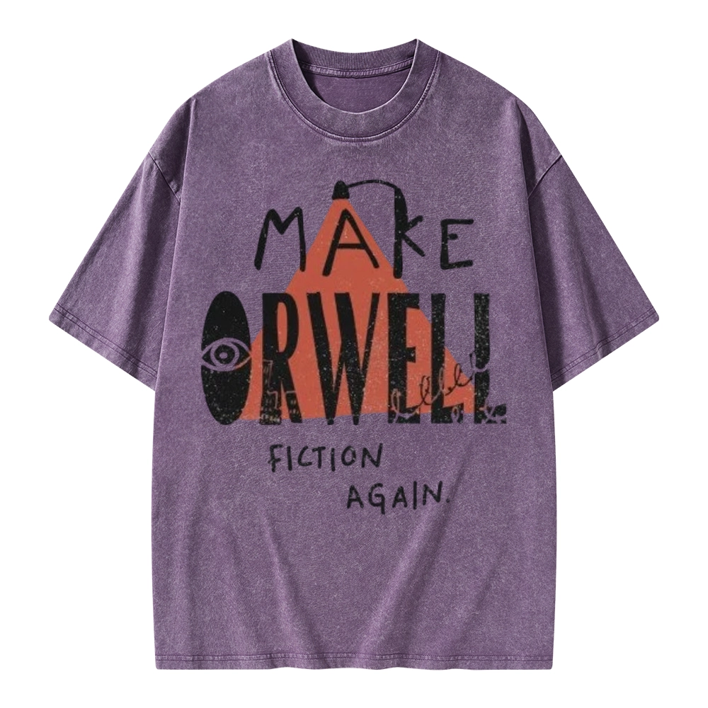 Pagewings Make Orwell Fiction Again Unisex Washed T-shirt